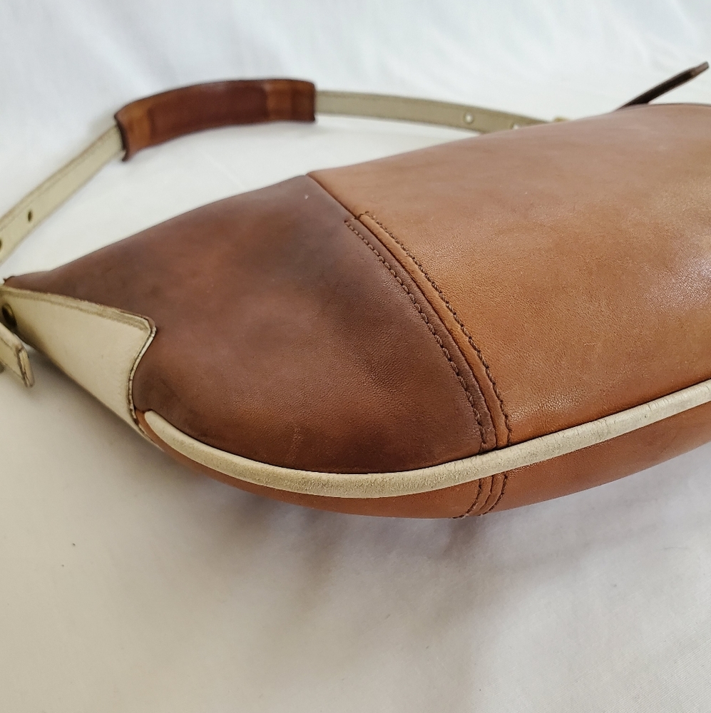 Vintage COACH COLOR-BLOCKED 💯 LEATHER Shoulder Bag Handbag Unique Classic Luxury - Picture 6 of 13